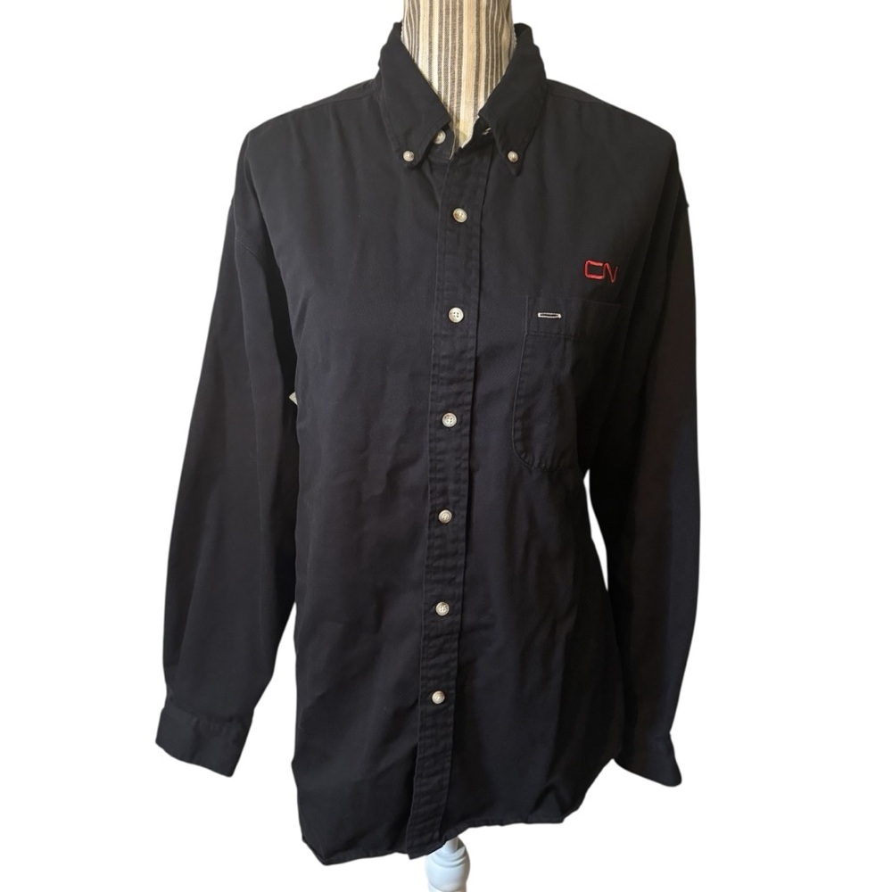 Vintage Shirt Large Eagle Dry Goods Unisex Black Button-Down 100% Cotton Red CN